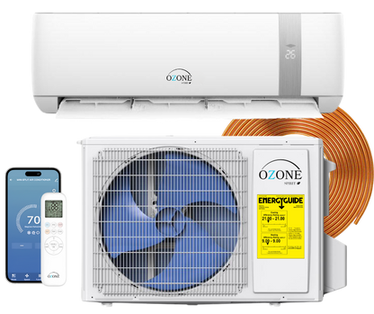 Ozone 18,000 BTU AC + Heat Kit 220v; 21 Seer, 10 HSPF2 Inverter AHRI + ETL Certified