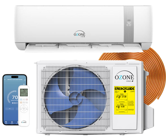 Ozone 18,000 BTU AC + Heat Kit 220v; 21 Seer, 10 HSPF2 Inverter AHRI + ETL Certified