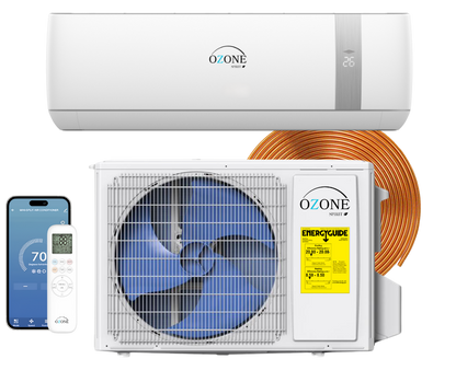 Ozone 24,000 BTU AC + Heat Kit 220v; 21 Seer, 10 HSPF2 Inverter AHRI + ETL Certified